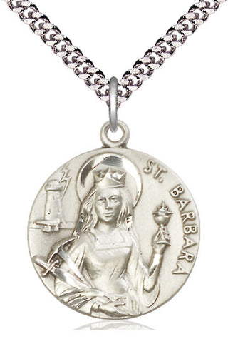 Sterling Silver Saint Barbara Medal Catholic Jewelry Engraved Catholic Saint Jewelry