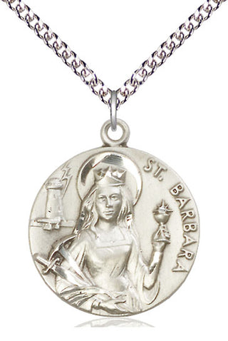 Sterling Silver Saint Barbara Medal Catholic Jewelry Engraved Catholic Saint Jewelry