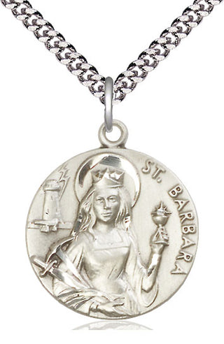 Sterling Silver Saint Barbara Medal Catholic Jewelry Engraved Catholic Saint Jewelry