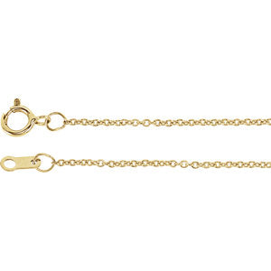 16-inch Solid Cable Chain with Spring Ring - 10K Yellow
