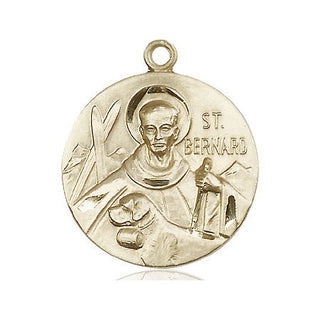 14kt Gold Filled Saint Bernard of Monjoux Medal Engraved Catholic Saint Jewelry