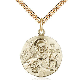 14kt Gold Filled Saint Bernard of Monjoux Medal Catholic Jewelry Engraved Catholic Saint Jewelry