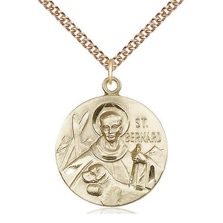 14kt Gold Filled Saint Bernard of Monjoux Medal Catholic Jewelry Engraved Catholic Saint Jewelry