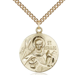 14kt Gold Filled Saint Bernard of Monjoux Medal Catholic Jewelry Engraved Catholic Saint Jewelry