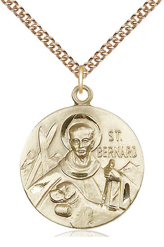 14kt Gold Saint Bernard of Monjoux Medal Engraved Catholic Saint Jewelry