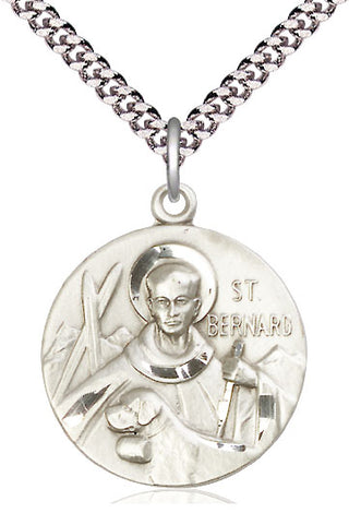 Sterling Silver Saint Bernard of Monjoux Medal Catholic Jewelry Engraved Catholic Saint Jewelry
