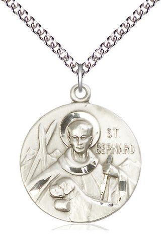 Sterling Silver Saint Bernard of Monjoux Medal Catholic Jewelry Engraved Catholic Saint Jewelry