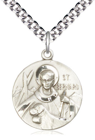Sterling Silver Saint Bernard of Monjoux Medal Catholic Jewelry Engraved Catholic Saint Jewelry
