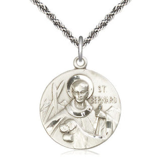 Sterling Silver Saint Bernard of Monjoux Medal Catholic Jewelry Engraved Catholic Saint Jewelry