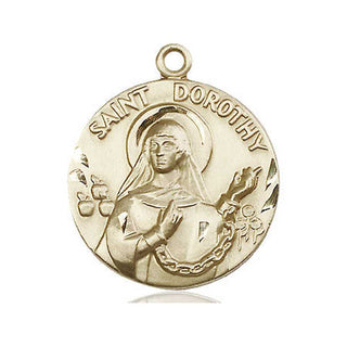 14kt Gold Filled Saint Dorothy Medal Engraved Catholic Saint Jewelry
