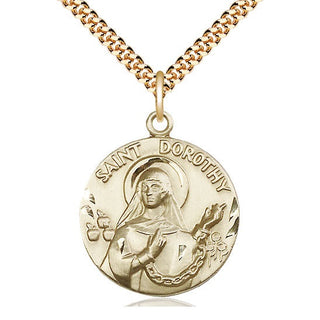 14kt Gold Filled Saint Dorothy Medal Catholic Jewelry Engraved Catholic Saint Jewelry