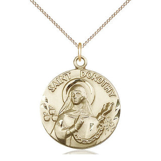 14kt Gold Saint Dorothy Medal Engraved Catholic Saint Jewelry