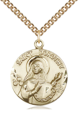 14kt Gold Saint Dorothy Medal Engraved Catholic Saint Jewelry