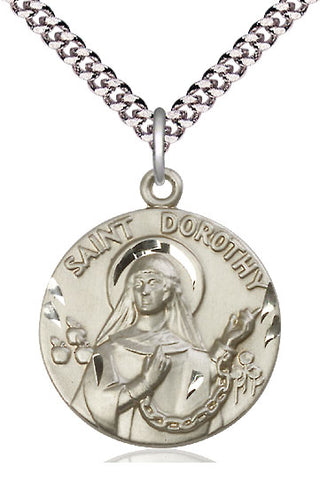 Sterling Silver Saint Dorothy Medal Catholic Jewelry Engraved Catholic Saint Jewelry