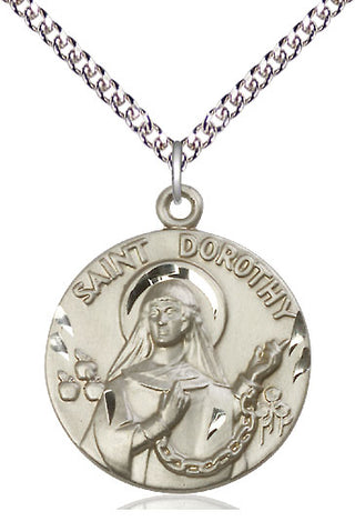 Sterling Silver Saint Dorothy Medal Catholic Jewelry Engraved Catholic Saint Jewelry