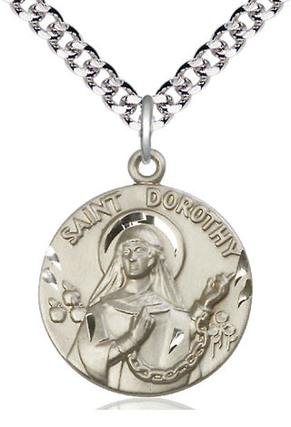 Sterling Silver Saint Dorothy Medal Catholic Jewelry Engraved Catholic Saint Jewelry
