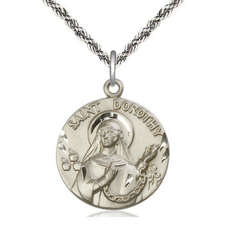 Sterling Silver Saint Dorothy Medal Catholic Jewelry Engraved Catholic Saint Jewelry