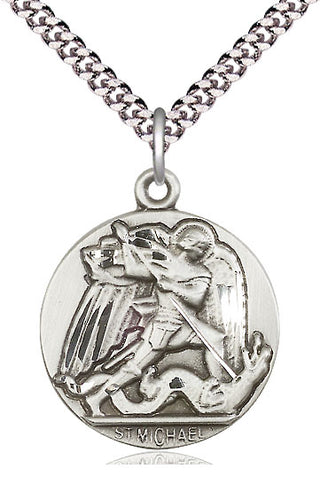 Sterling Silver Saint Michael the Archangel Medal Catholic Jewelry Engraved Catholic Saint Jewelry