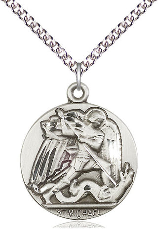Sterling Silver Saint Michael the Archangel Medal Catholic Jewelry Engraved Catholic Saint Jewelry