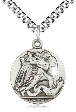 Sterling Silver Saint Michael the Archangel Medal Catholic Jewelry Engraved Catholic Saint Jewelry