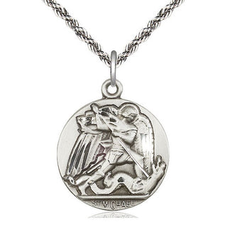 Sterling Silver Saint Michael the Archangel Medal Catholic Jewelry Engraved Catholic Saint Jewelry