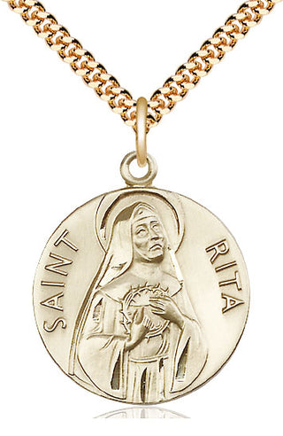 14kt Gold Filled Saint Rita of Cascia Medal Catholic Jewelry