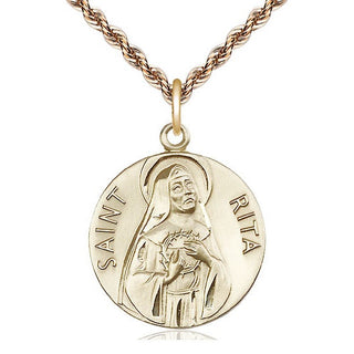 14kt Gold Filled Saint Rita of Cascia Medal Catholic Jewelry