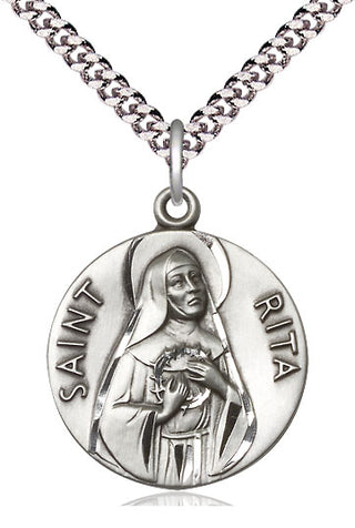 Sterling Silver Saint Rita of Cascia Medal Catholic Jewelry