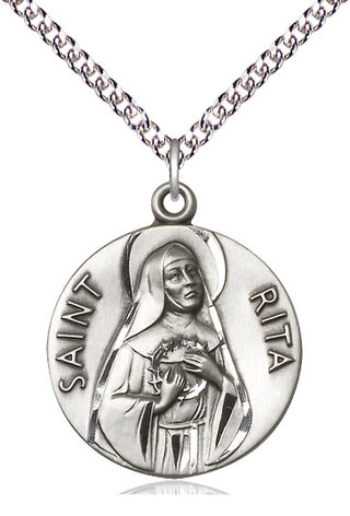 Sterling Silver Saint Rita of Cascia Medal Catholic Jewelry