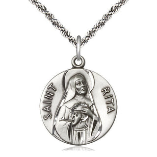 Sterling Silver Saint Rita of Cascia Medal Catholic Jewelry