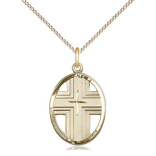 14kt Gold Filled Cross Medal Catholic Jewelry