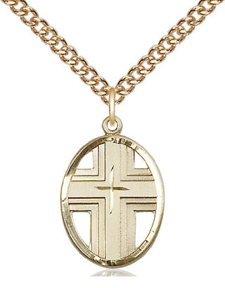 14kt Gold Filled Cross Medal Catholic Jewelry
