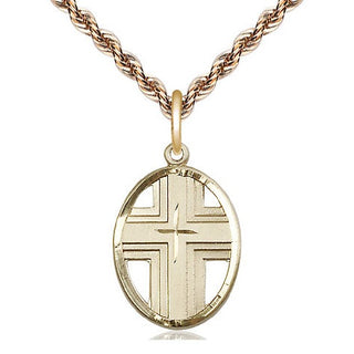 14kt Gold Filled Cross Medal Catholic Jewelry