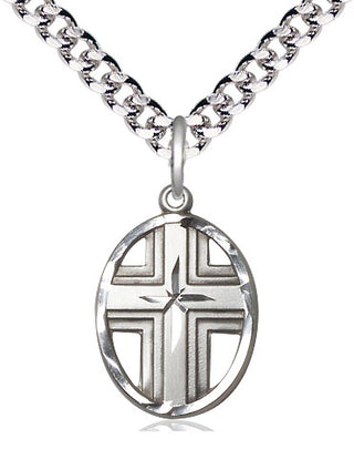 Sterling Silver Cross Medal Catholic Jewelry
