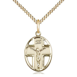 14kt Gold Filled Crucifix Medal Catholic Jewelry