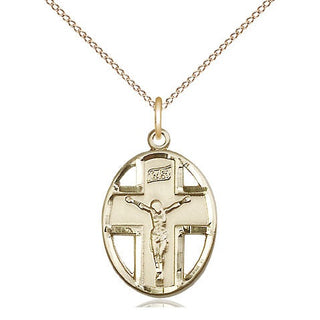 14kt Gold Filled Crucifix Medal Catholic Jewelry