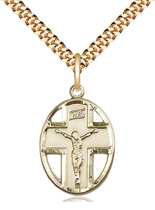14kt Gold Filled Crucifix Medal Catholic Jewelry