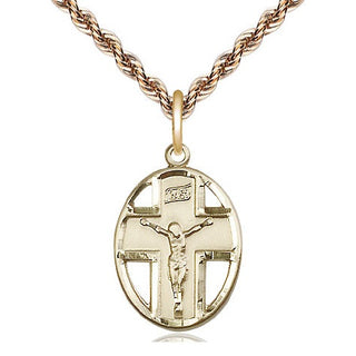14kt Gold Filled Crucifix Medal Catholic Jewelry