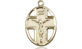 14kt Gold Crucifix Medal