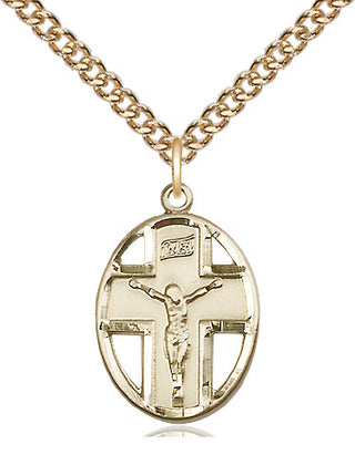 14kt Gold Crucifix Medal