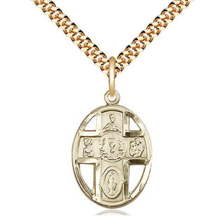 14kt Gold Filled 5-Way / Chalice Medal Catholic Jewelry