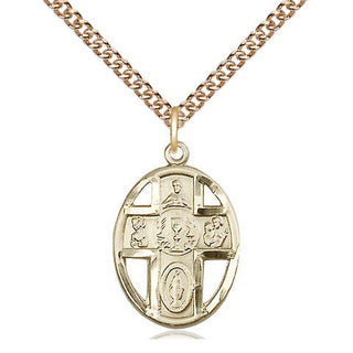 14kt Gold Filled 5-Way / Chalice Medal Catholic Jewelry