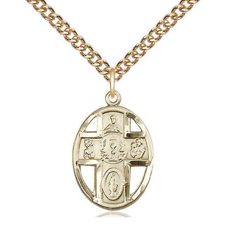 14kt Gold Filled 5-Way / Chalice Medal Catholic Jewelry