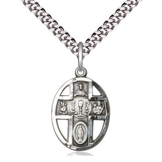 Sterling Silver 5-Way / Chalice Medal Catholic Jewelry
