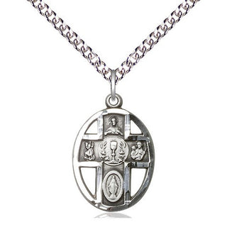 Sterling Silver 5-Way / Chalice Medal Catholic Jewelry