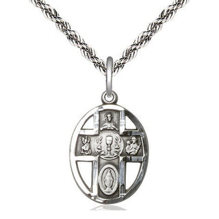 Sterling Silver 5-Way / Chalice Medal Catholic Jewelry