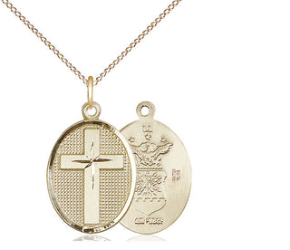 14kt Gold Filled Cross Air Force Medal Religious Jewelry