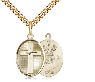 14kt Gold Filled Cross Air Force Medal Religious Jewelry