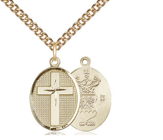 14kt Gold Filled Cross Air Force Medal | Medium