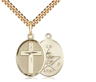 14kt Gold Filled Cross Army Medal Religious Jewelry